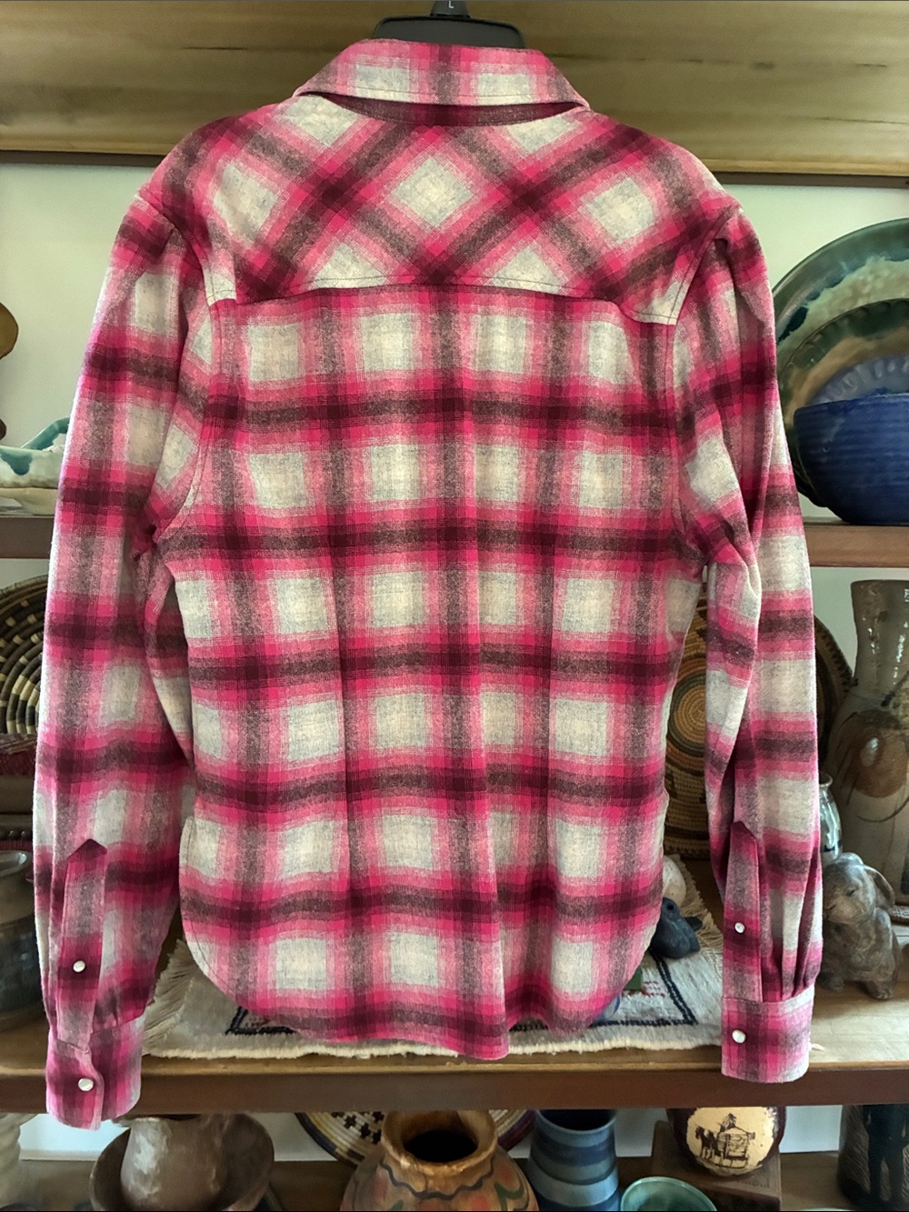 Isabel Marant Pink Plaid Button-Down Shirt - Picture 4 of 7